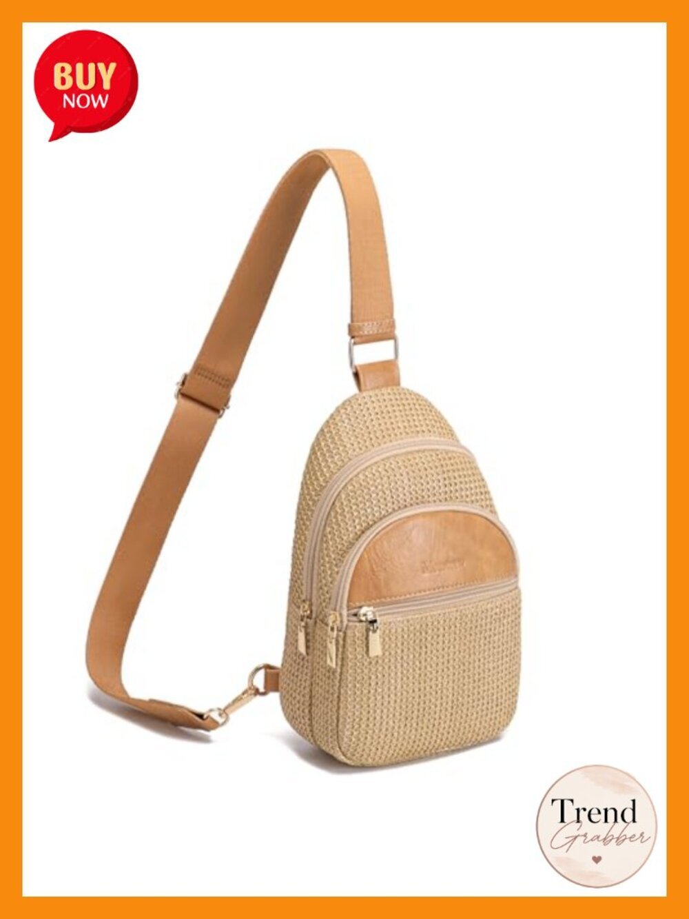Faux Straw Crossbody Bag Anti Theft RFID Sling Purse Lightweight Woven Travel